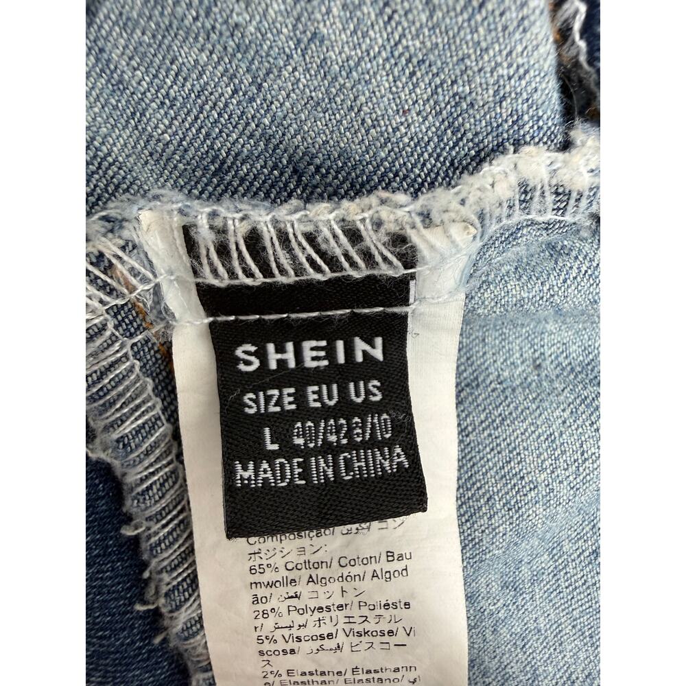 Shein Blue Denim Bra Top Zip Back Festival Rave Crop Bralette Size Large - Picture 4 of 10